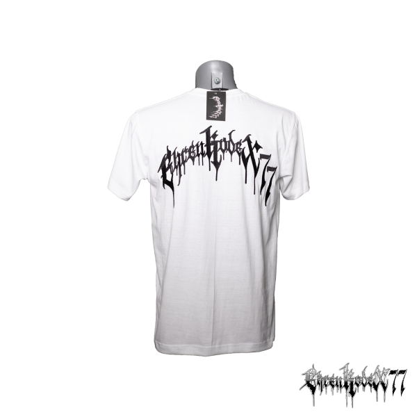 Premium T-Shirt  "Ehrenkodex77", weiß, Schrift gestickt